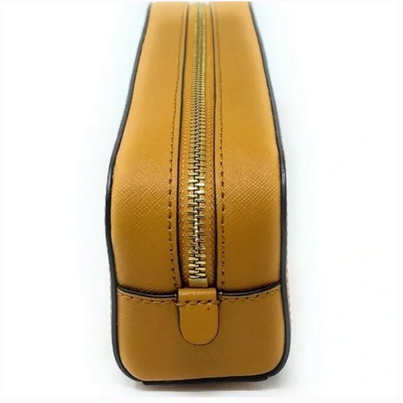 Michael Kors Giftables Medium Pencil Case Signature Leather Makeup Case Marigold - Picture 3 of 6